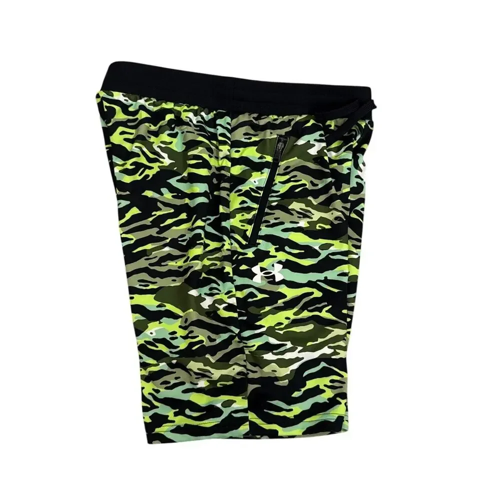 Under Armour Fleece Gren Black Camo Pull On Athletic Active Shorts Large 14/16